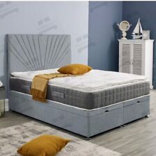 Struttura e testiera letto contenitore alzata a gas ottomana in velluto peluche Sunrise