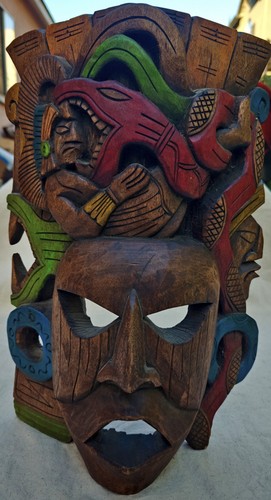 Maschera legno maya intagliata - maya,