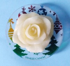CANDELA YANKEE CANDLE CON PIATTINO VETRO - FORMA DI ROSA
