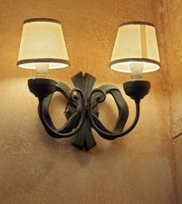 Applique In Ottone a Forma di fiocco con paralume in tela N. 2 pezzi