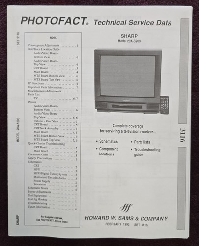 Sams photofact 3116 manuale - sams, di