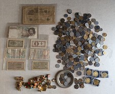 lotto monete Miste Lire etc banconote 500 Centomila Lire Spillette Pins Vedifoto