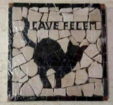 Attenti al Gatto CAVE FELEM Pompei Mosaico Romano Marmo Rosone Esterno-Interno