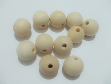 10pz perline in legno naturale tondo 18mm  colore legno naturale bijoux