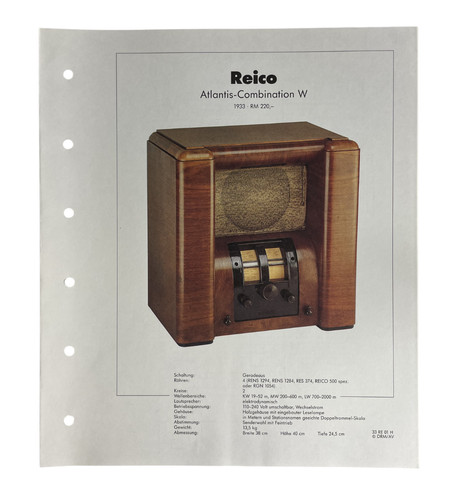 Scheda tecnica vintage reico - scheda,