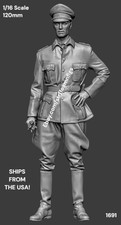 Modellino in resina 1/16 120 mm ufficiale tedesco in piedi e tenendo guanti kit 1691