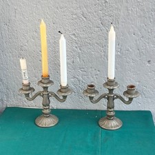 COPPIA CANDELABRI CANDELIERE D'EPOCA IN PELTRO