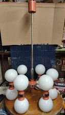 LAMPADARIO Arancio VINTAGE 12 Sfere IN VETRO OPALINO BIANCO Space Age Stilnovo?