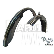 Coppia Parafanghi Bici R - Bacchetta - Epoca Lusso 26" Neri + Aste e Morsetti