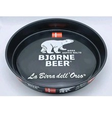 VASSOIO PUBBLICITARIO BJORNE BEER BIRRA DELL'ORSO-DOPPIO MALTO-METALLO-TRAY BIER
