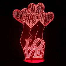 Lampada LED RGB Cuori LOVE innamorati effetto 3D multicolore decorazione regalo