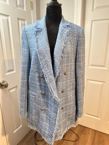 Blazer giacca tweed blu - , zara