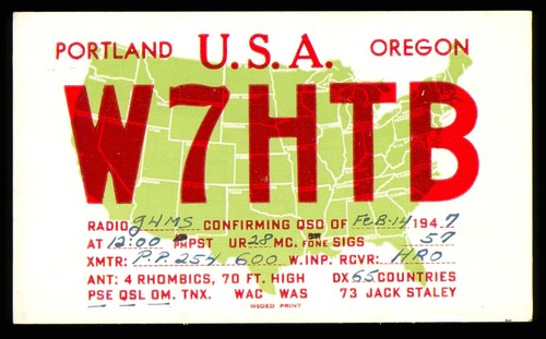 Qsl amateur radio - amateur, w7htb