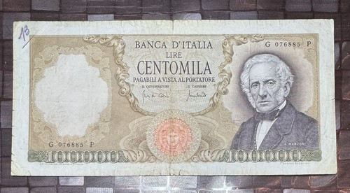 100000 lire manzoni - manzoni, decreto