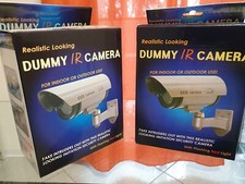 2 TELECAMERE FINTE DOME DUMMY CON LED IR LAMPEGGIANTE CAMERA VIDEOSORVEGLIANZA