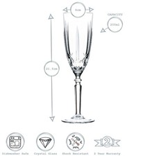 RCR Crystal 6x Orchestra Champagne Flauti Set Bicchieri Taglio Vetro Calice 200ml