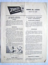 ZENITH RADIO MANUALE ISTRUZIONI GIRADISCHI MOD.L562TR- BROCHURE VINTAGE