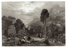 VIETRI ,di HARDING ,dal vero, incisione  su rame, 1833 ,  PASSEPARTOUT