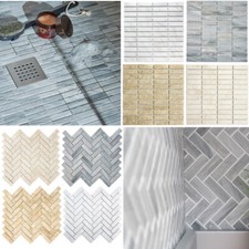 Fischgraet Ceramica Mosaico Carrara Marmo Sintetico Piatto Doccia Badboden