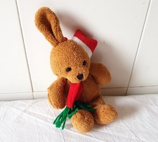 Peluche giocattolo piccolo coniglio Natale vintage da collezione