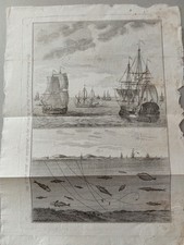 Stampa Antica 1700 Navi Pesca