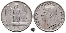 REGNO D'ITALIA 5 lire 1927 Aquilotto ARGENTO Vittorio Emanuele III