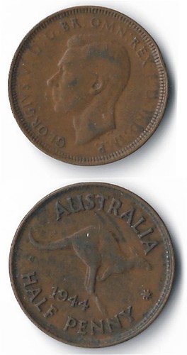 Australia penny 1944 - australia., 1/2