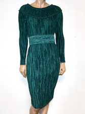 ABITO DA SERA MARY MCFADDEN VERDE STROPICCIATO PLISSETTATO 8