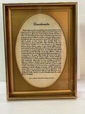 Vintage DESIDERATA poesia in scatola ombra cornice metallo oro 5x7 ovale tappetino plastica 