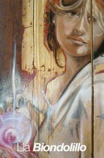 Cartolina Lia BIONDOLILLO, Tra azzurri celesti,  invito mostra, 2007 