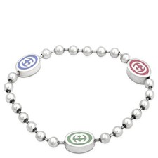 Bracciale Gucci Argento Sterling E Smalto Boule Catena Incastro G