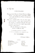 1823-MANIFESTO-CIRCOLARE-MILANO-LINATE-ANTONIO TAVERNA-43 cm. X 28 cm.