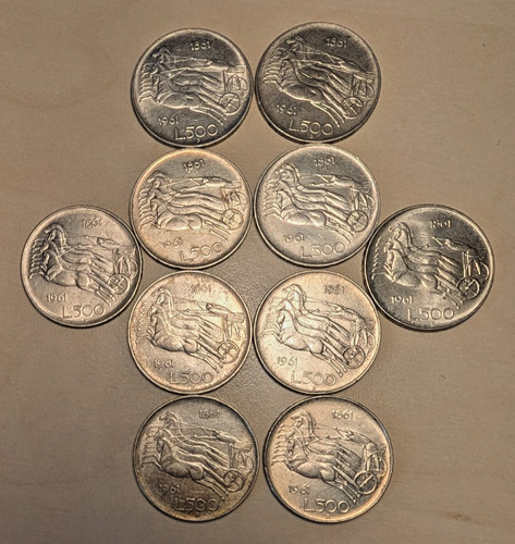 Monete 500 lire - 10, argento