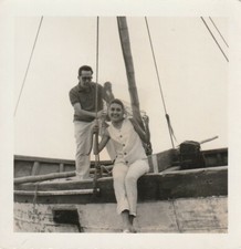 B1 - Foto Photo Fotografia Anni 50 - Coppia su barca a vela