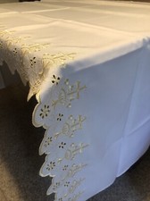 Tovaglia Bianca Da Altare Ricamata Filo Oro Con Croci Dorate Croce IHS