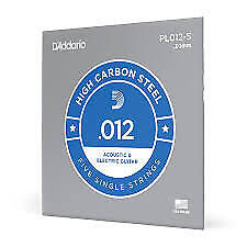 D'ADDARIO PL012-5   5 CORDE SINGOLE 0.12 PER CHITARRA ELETTRICA E ACUSTICA