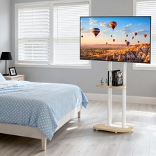 Mobile TV Stand fr 40-75” LCD LED TVs Height Adjustable Floor TV Cart w/ Shelves