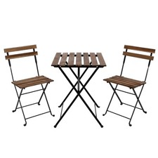Set Bistrot Pieghevole In Legno Tavolo 54x55 Con 2 Sedie Donald Acacia