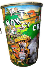 Urra' Saiwa - bidone contenitore serigrafato latta anni 80 raro pubblicitario