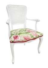 Poltrona Parigina Shabby in Legno Bianca Consumato per Camera da Letto 