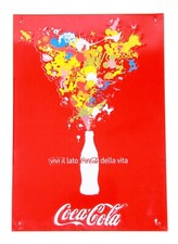 Insegna Coca Cola Tabella Pubblicitaria di Latta  con Logo e Slogan 50 x 35cm