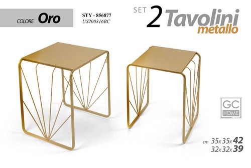 Set tavolini metallo oro - metallo,