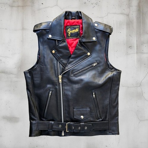 Gilet pelle chiodo smanicato