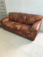 DIVANO IN PELLE 3 POSTI COLORE MARRONE 200x87 NUOVO MAI USATO PER MISURE ERRATE