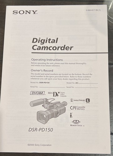 Manuale sony dsr 150 - manuale, pd-150