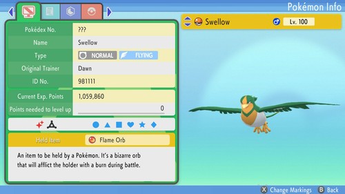 Shiny swellow 6ivs pokemon - swellow,