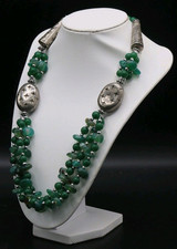 Collana Vintage In Pietre Dure Colore Verde E Metallo - In Ottime Condizioni 