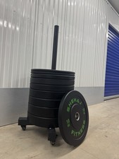 Set Piastre Paracolpi Olimpiche Nere 150KG Pesi in Gomma con Carrello Impilatore Stoccaggio