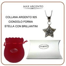 COLLANA IN ARGENTO 925 CATENINA CON CIONDOLO STELLA CON BRILLANTINI