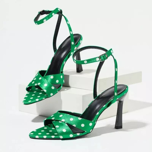 Sandali donna verde pois - verde,